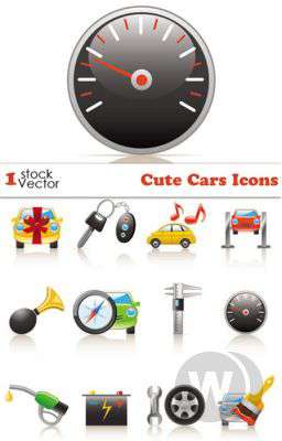 Cute Cars Icons Vector