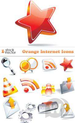 Orange Internet Icons Vector