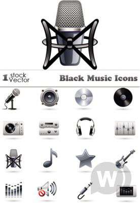 Black Music Icons Vector