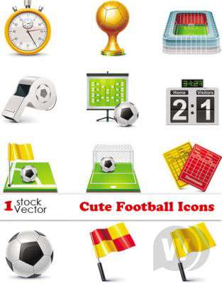 Cute Football Icons Vector
