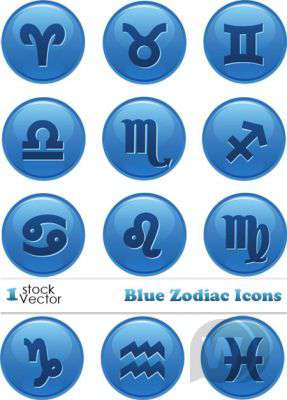 Blue Zodiac Icons Vector