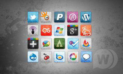 Иконки - Free Stained and Faded Social Media Icons Vol 2