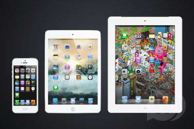 PSD исходник  iPhone 5, iPad Mini и New iPad (черный и белый)