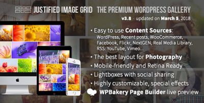 Justified Image Grid v4.0.1 - премиум галерея для WordPress