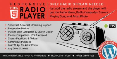 Radio Player Shoutcast & Icecast v3.0.1 - плагин радио WordPress