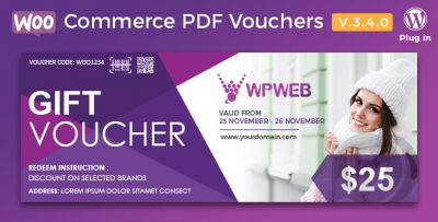WooCommerce PDF Vouchers v3.9.3 - коды ваучеров для WooCommerce