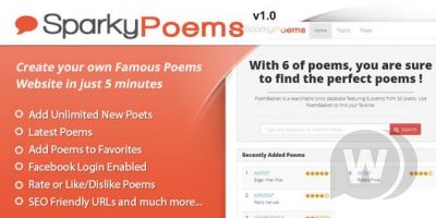 SparkyPoems v1.0 - скрипт сайта стихов