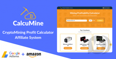 CalcuMine v1.2 - калькулятор майнинга криптовалют и партнерская система Amazon