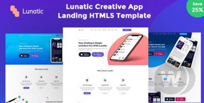 Lunatic - лендинг HTML шаблон приложения