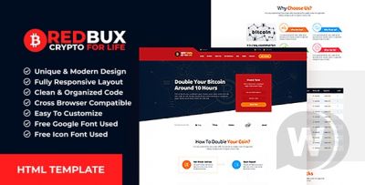 RedBux – HTML шаблон криптовалюты