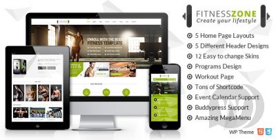 Fitness Zone v3.5 - фитнес шаблон WordPress