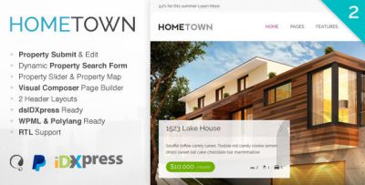 Hometown v2.9.0 - шаблон недвижимости WordPress