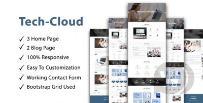 Tech-Cloud - многоцелевой одностраничный HTML шаблон 