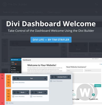 Divi Dashboard Welcome v1.2 - экран приветствия Divi WordPress