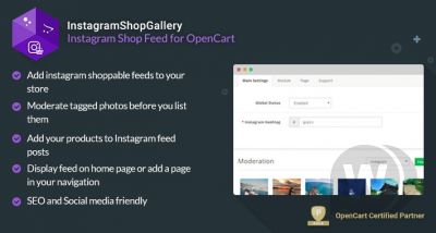 InstagramShopGallery 3.1.1 - лента Instagram с возможностью покупки для OpenCart 3