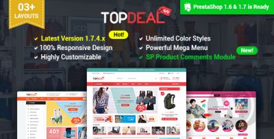 TopDeal v2.8.2 - многоцелевая адаптивная тема для PrestaShop