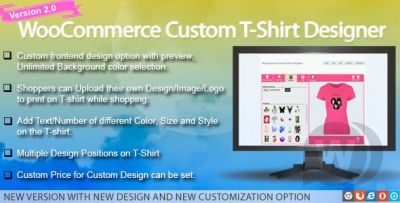 WooCommerce Custom T-Shirt Designer v2.0.8 - конструктор футболок для WooCommerce