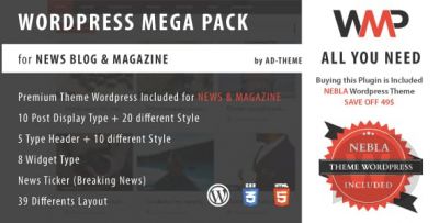WP Mega Pack v1.0 - набор элементов для новостных сайтов WordPress
