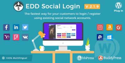 Easy Digital Downloads Social Login v2.2.9 - авторизация через соц. сети