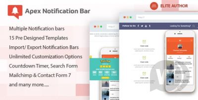 Apex Notification Bar v2.1.5 - адаптивные панели уведомлений для WordPress