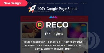 Reco v4.4.0 - блоговая тема для Ghost