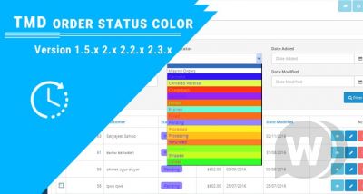 Order status color - цвет статуса заказа OpenCart 2