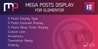 Mega Posts Display for Elementor v1.0 - плагин для Elementor