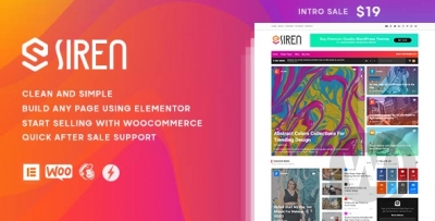 Siren v1.0.1 - новостной шаблон WordPress Elementor