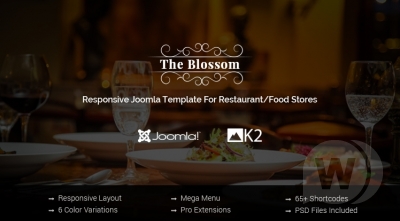 SJ Blossom v3.9.6 - тема ресторана Joomla
