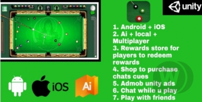 Billiards Multiplayer 1.0 – 8 Ball Pool (With AI and reward store) Android + IOS