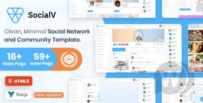 SocialV v2.0 - HTML шаблон для социальных сетей и сообщества