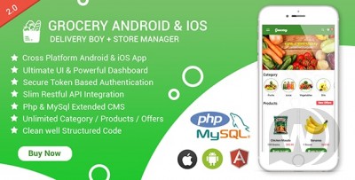 Grocery Android & iOS App with Delivery Boy and Store Manager App With CMS v2.4