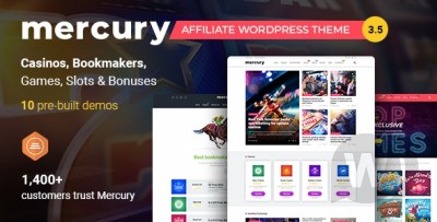 Mercury v3.8 NULLED - партнерская тема для казино и азартных игр WordPress