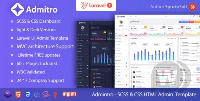 Admitro v1.0.0 – шаблон панели администратора Laravel