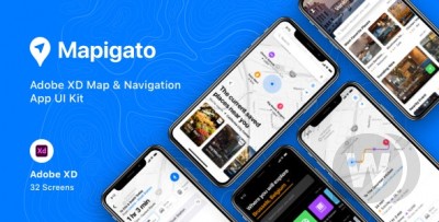 Mapigato - Adobe XD Map & Navigation App UI Kit