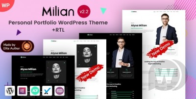 Milian v2.2 NULLED - тема личного портфолио Elementor WordPress