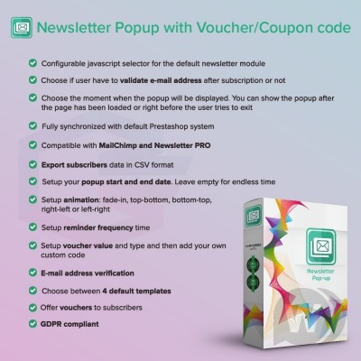 Модуль Newsletter Popup PRO with Voucher/Coupon code v2.5.3