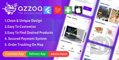Azzoa v4.0.3 NULLED - Grocery, MultiShop, eCommerce Flutter Mobile App with Admin Panel