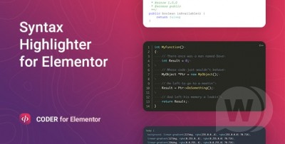 Coder v1.0.9 – подсветка синтаксиса для Elementor