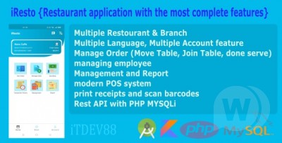 iResto v1.0.0 | Restaurant application with the most complete features, with rest API and multi access