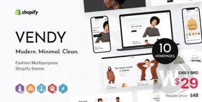 Vendy v1.0.0 - многоцелевая тема Shopify для моды