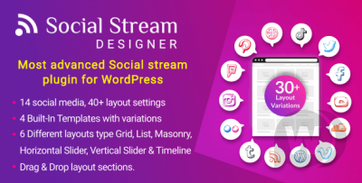 Social Stream Designer v1.1.5 NULLED - Instagram Facebook Twitter Feed - Social media Feed Grid Gallery Plugin