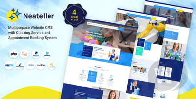 Neateller v1.3 NULLED - Multipurpose Website CMS with Cleaning Service and Appointment Booking System