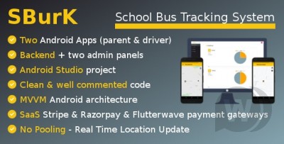 SBurK v2.4 - School Bus Tracker - Two Android Apps + Backend + Admin panels - SaaS