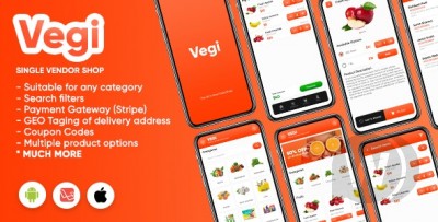 Vegi v1.0 (02 March 2022) - The Ultimate Grocery - Food - Milk Ordering app with Delivery boy & Admin : Android / Laravel