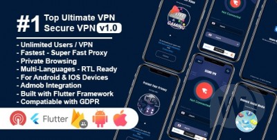 Secure VPN Ultimate v1.0 - Flutter Project | Android | IOS | Admin Panel