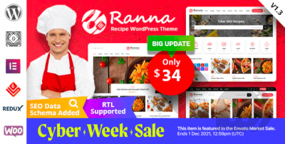 Ranna v1.4.1 NULLED - WordPress тема еды и рецептов + RTL