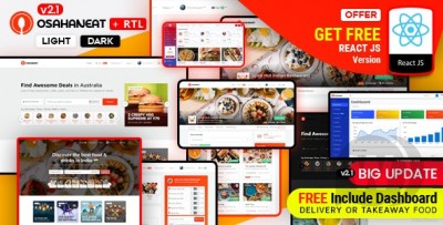 Osahan Eat v2.1 - шаблон онлайн-заказа еды HTML React